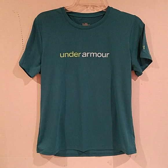 LADIES UNDER ARMOUR TEAL TEE SHIRT sz - med - Picture 1 of 3